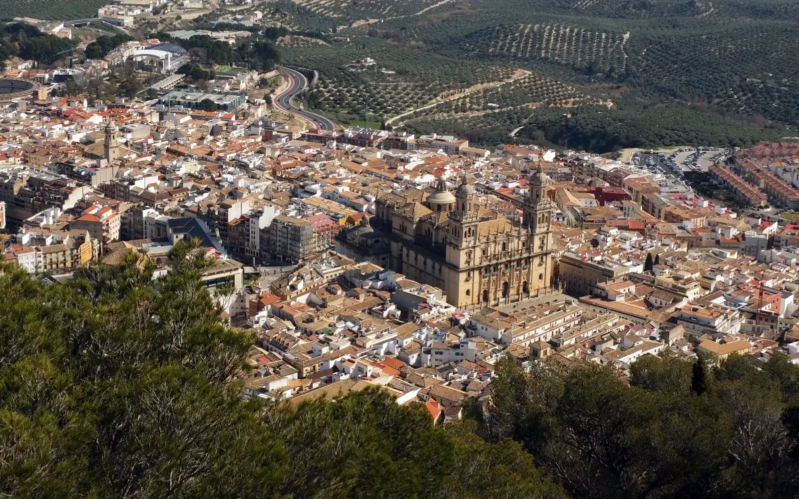 Vista panorámica de un municipio con edificaciones de tonos tierra entre vegetación bajo un cielo luminoso, ilustrando el territorio que el ayuntamiento quiere digitalizar