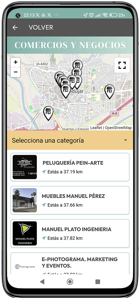 Listado de comercios del directorio municipal