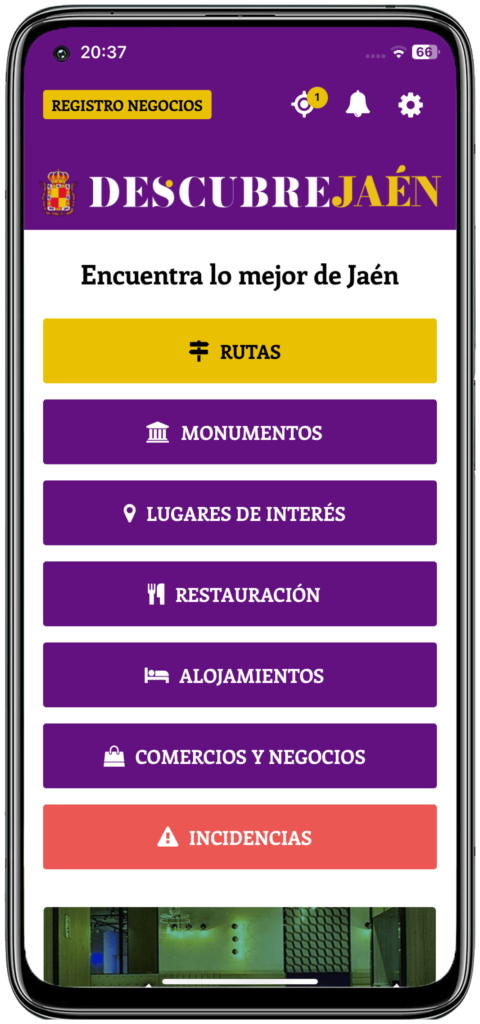 Pantalla de envío de incidencias municipales desde el móvil