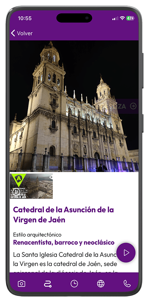 Ficha de un monumento de Jaén en la aplicación Descubre