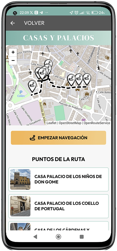 Ruta turística adaptada a la posición del usuario