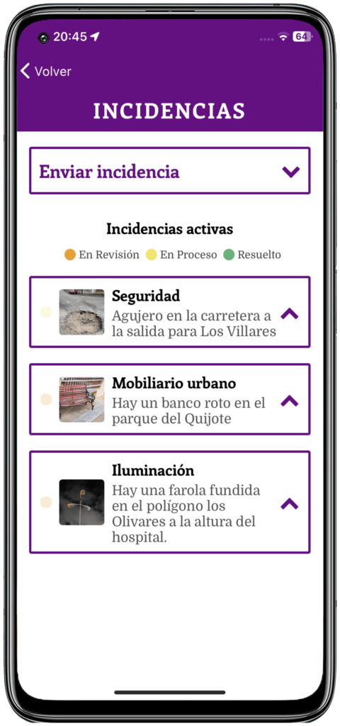 Aplicacion con incidencias para ayuntamientos